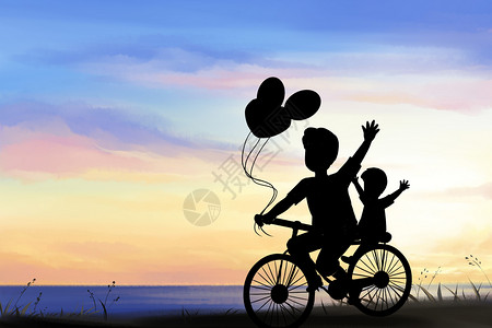 骑自行车儿童儿童节出游设计图片