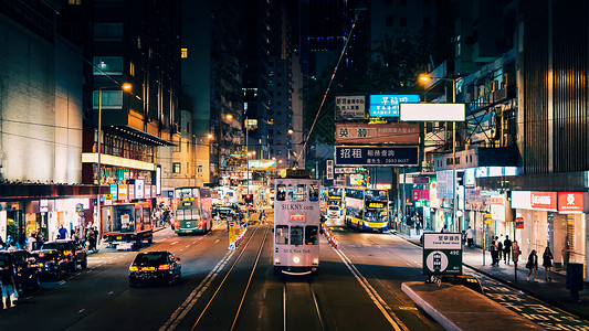夜晚床边香港旅游夜景背景
