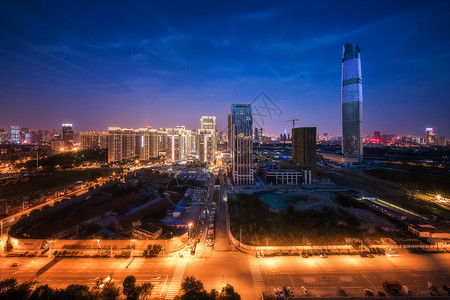 泛海soho夜晚的武汉中心大厦背景