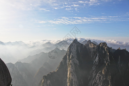 西安蓝天陕西西安西岳华山云海背景