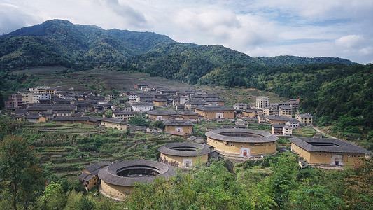 福州永定土楼群高清图片