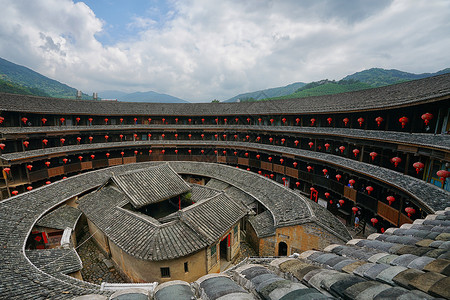 福建建筑福建永定土楼细节图背景