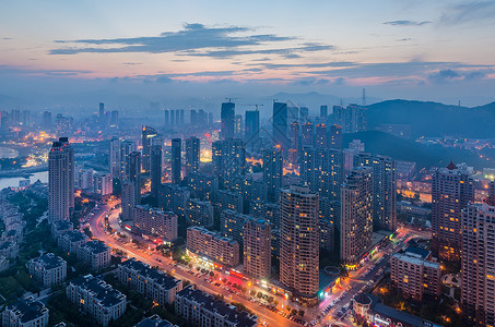 大连西部夜景摩天大厦高清图片素材