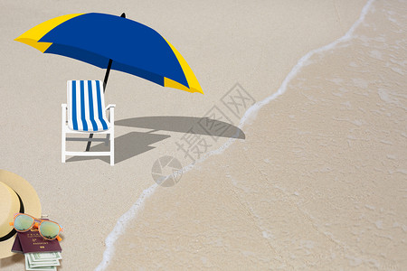 夏日海滩海上拖伞高清图片