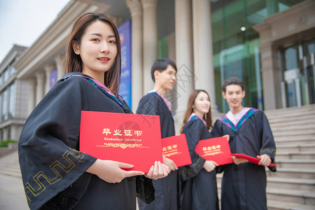 学士服人物手拿毕业证书的毕业生背景