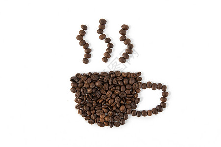 咖啡豆摆拍杯子形状高清图片