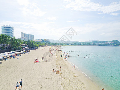 海南三亚大东海浴场沙滩休闲高清图片素材