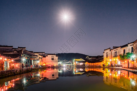 山水楼阁邻水古建背景