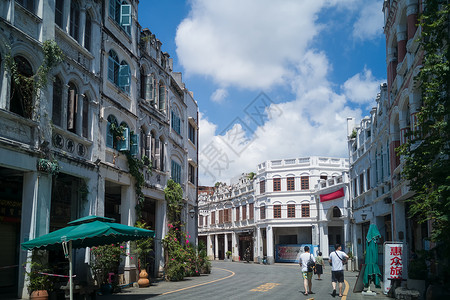 海南骑楼老街海南海口老街背景