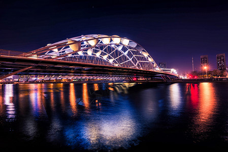 天津海河夜景建筑高清图片素材