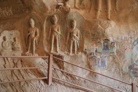 炳灵寺石窟蓝天炳灵寺高清图片