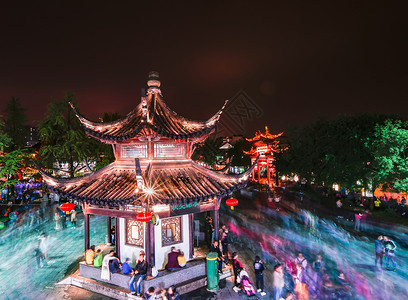 多彩古建筑南京夫子庙夜景图背景