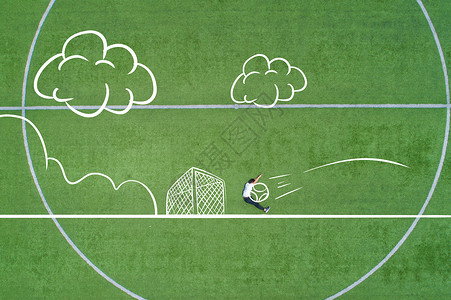 踢足球创意创意航拍校园背景