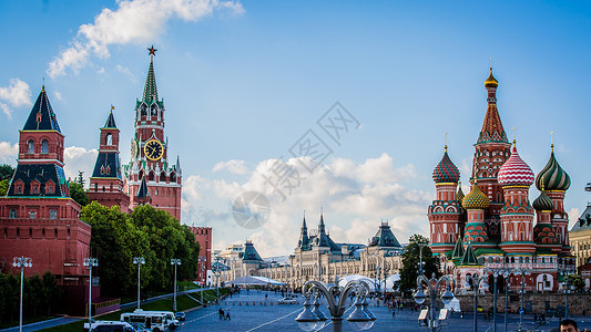 著名古建筑俄罗斯莫斯科红场教堂背景