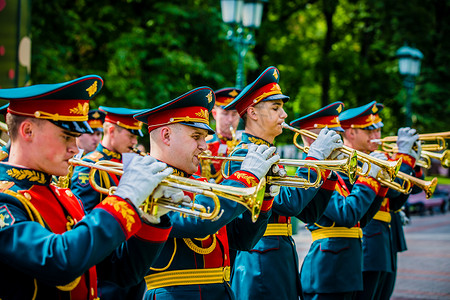 坚毅的军人俄罗斯礼宾军乐队背景
