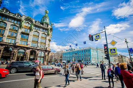 圣彼得堡街景俄罗斯圣彼得堡建筑背景