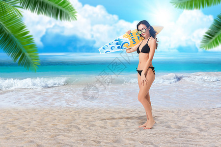 夏日女性美女冲浪设计图片