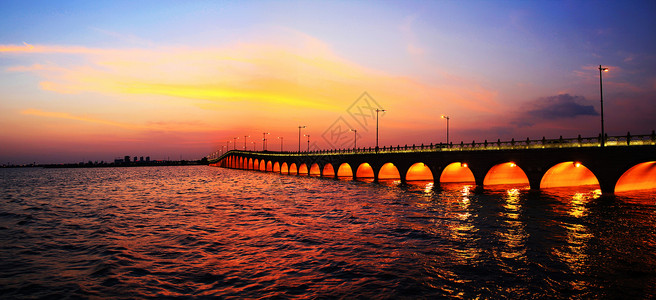 文科状元常熟昆承湖状元桥夜景背景