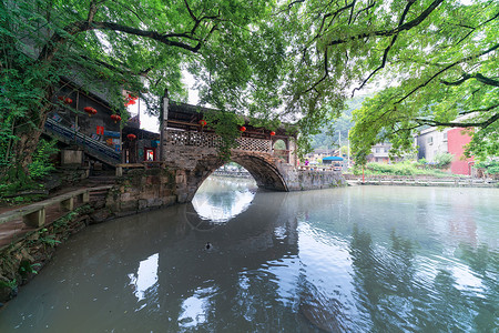 龙津风雨桥湖北旅游咸宁刘家桥古镇背景