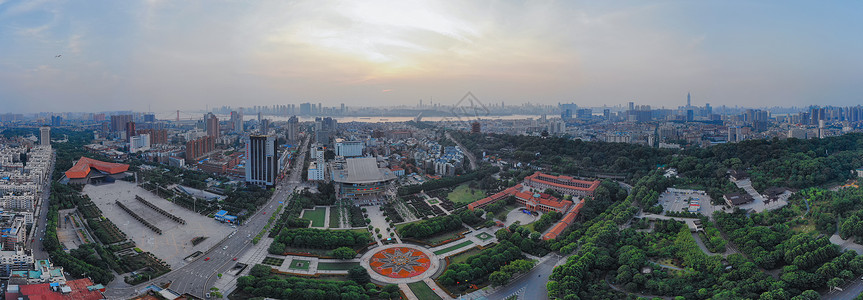 俯瞰武汉辛亥革命纪念馆全景长片城市高清图片素材