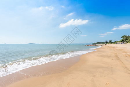 水彩沙滩福建厦门海滨风光背景