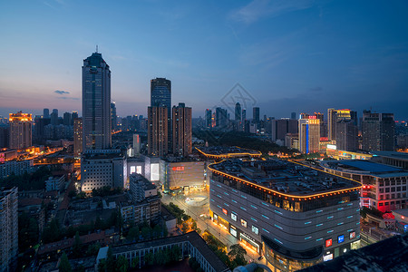 夕阳下的武汉城市夜景高清图片