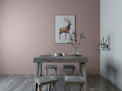 桂花树鹿装饰画餐桌设计图片