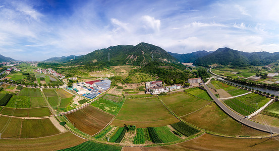 山村田野航拍山村农田背景