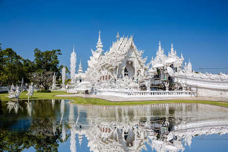 皇后湾泰国泰国清莱灵光寺白庙背景