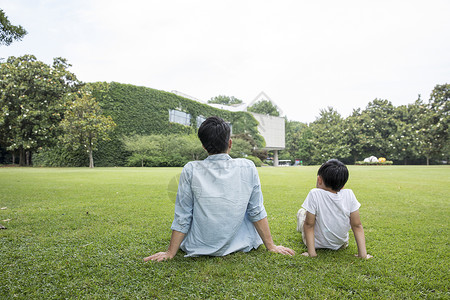 父子公园踏青背景图片