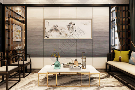 中式客厅空间中式客厅背景设计图片