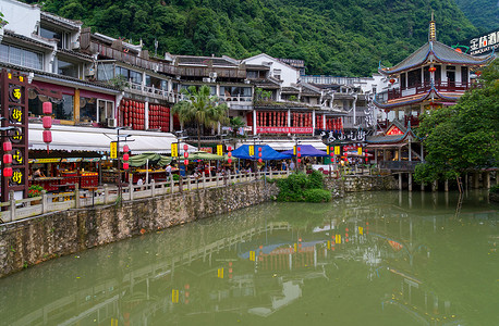 街头风光桂林阳朔西街风景背景