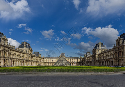 当地著名法国巴黎卢浮宫背景