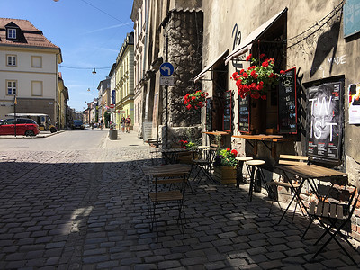 欧洲街头露天餐馆背景图片