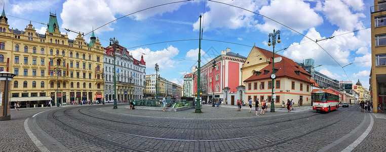 布拉格街景全景图背景图片