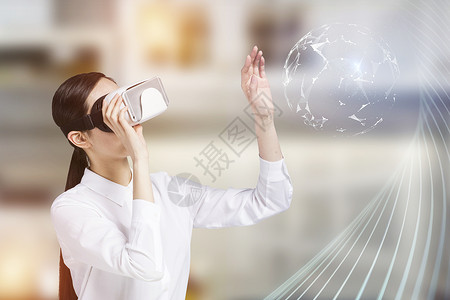 带耳坠女人VR触控设计图片