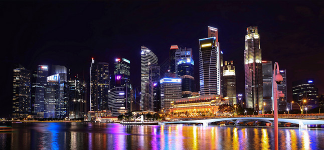 新加坡夜景全景高清图片素材