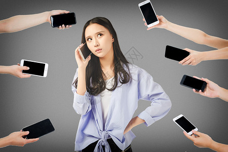 女性手机电话骚扰设计图片