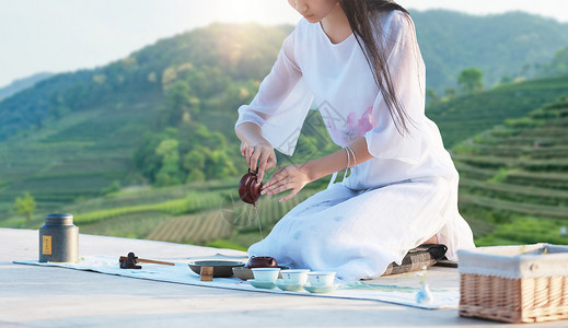 茶道美女茶与饮食健康设计图片