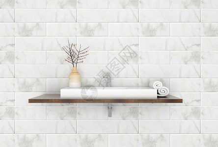 浴室墙砖现代简约洗手台设计图片