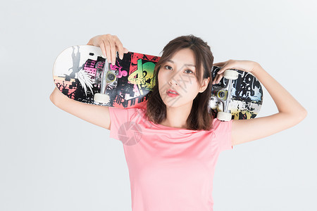 滑板女性图片