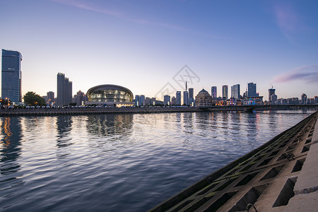 海滨城市大连清晨高清图片素材