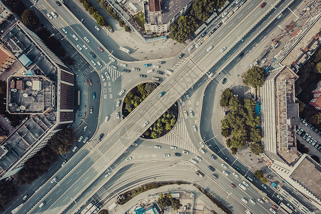 武汉十字路口现代城市立体交通背景