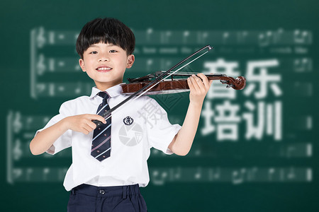 拉小提琴的男孩艺术教育设计图片