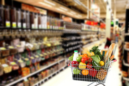 水果超市优惠券超市购物场景图设计图片