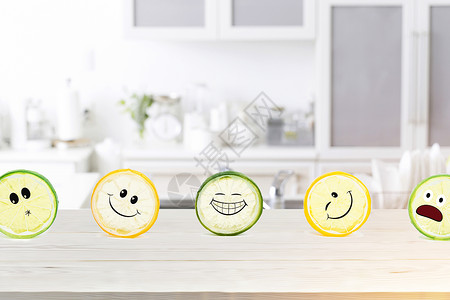 创意柠檬表情包背景图片