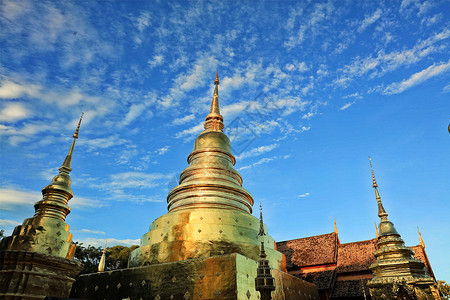 泰国清迈双龙寺古建筑高清图片素材