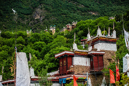 藏民房屋甲居藏寨背景