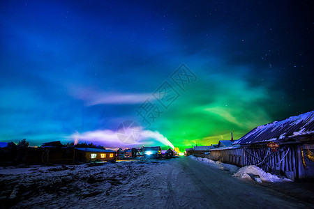 奇幻小鹿北极村宁静的夜晚背景