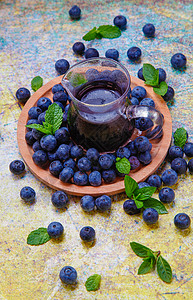 蓝莓汁蓝莓酒露果酒高清图片